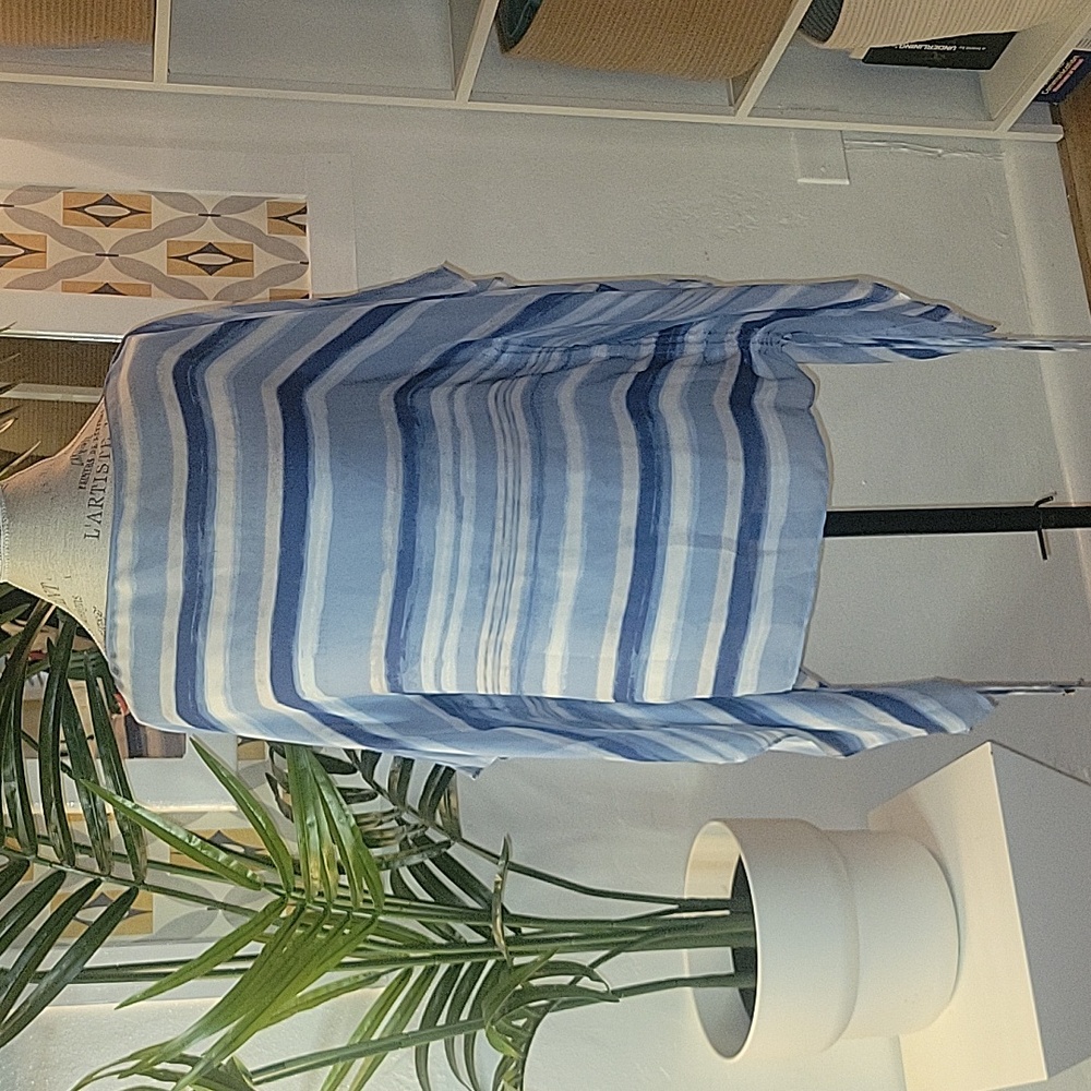 Michael Kors light blue and white striped blouse top